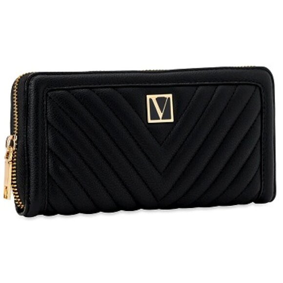 VICTORIA'S SECRET Signature Quilt V-Monogram Full Length Zip Around Wallet**NEW! - Picture 2 of 4